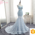 2017 Newest Design Gorgeous Light Blue Bridal Dress French Lace Strapless Mermaid Wedding Dress